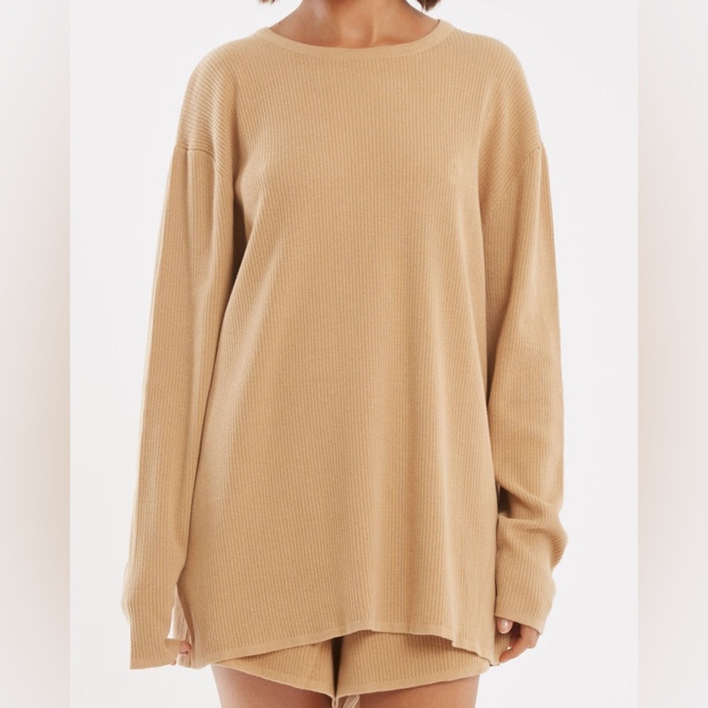 zulu & zephyr signature rib knit top - tan